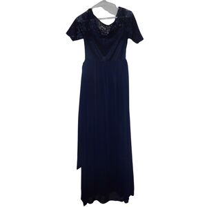 Ever Pretty Dark Blue‎ Lace Chiffon maxi bridesmaids dress